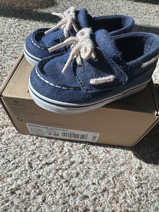 Sperry Other - Baby girl blue and gold Sperry shoes